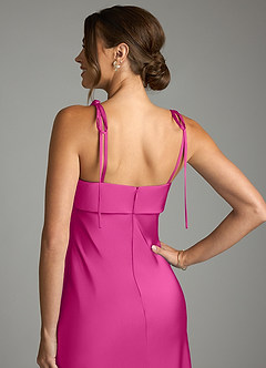 Azazie Ellia Bridesmaid Dresses Fuchsia Sheath Bow Stretch Satin Dress image6