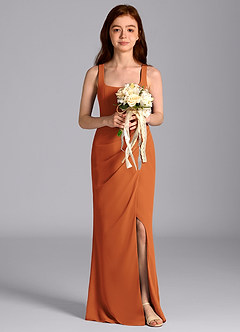 Azazie Mero Junior Cinnamon Mermaid Pleated Chiffon Dress image3