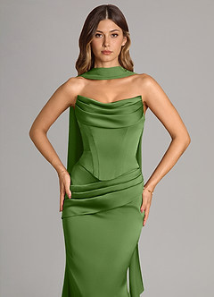 Azazie Sorrel Bridesmaid Dresses Basil Mermaid Strapless Stretch Satin Convertible Dress image5
