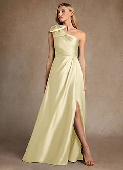 Azazie Easton Kleider für die Brautmutter A-Linie One-Shoulder Stretch-Satin Kleid Zitronensorbet image4