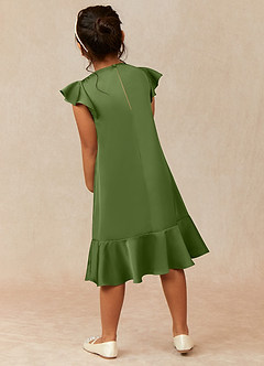 Azazie Sweet Pea Flower Girl Dresses Juniper A-Line Ruched Stretch Satin Dress image2