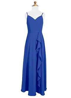 Azazie Naeem Junior A-Linie Gestreift Chiffon Kleid Königsblau image4