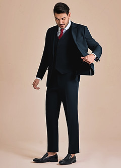 front James Navy Blue Structured Stretch 3-piece suit