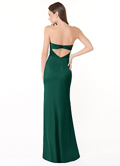 Azazie Leonis Bridesmaid Dresses Emerald Mermaid Pleated Stretch Satin Convertible Dress image4