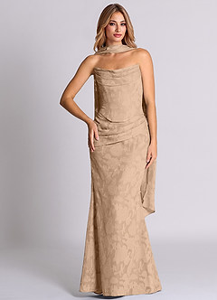 Azazie Sorrel Jurken voor bruidsmeisjes Converteerbaar Jurk van Bloemen Burn-out met Zeemeermin Korset Champagne image5