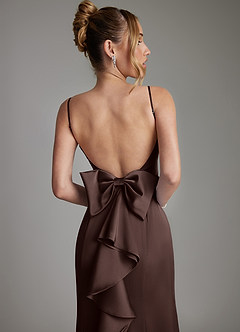 Azazie Zherra Bridesmaid Dresses Ganache Mermaid Bow Stretch Satin Dress image7