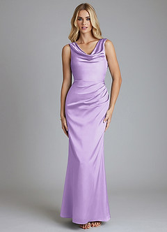 Azazie Tallie Bridesmaid Dresses Lilac Mermaid Pleated Stretch Satin Dress image9