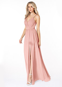 Azazie Gracie Robes de demoiselle d'honneur Robe Trapèze en Mousseline de soie Plissée Rosette image6