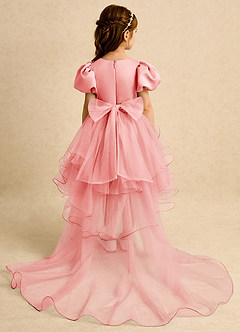 Azazie Cocoa Jurken voor bloemenmeisjes Baljurk Jurk van Tule Geplooid Koraal image6