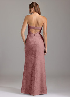 Azazie Leonis Bridesmaid Dresses Dusty Rose Sheath Strapless Floral Burnout Convertible Dress image6