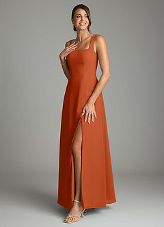 Azazie Debra Bridesmaid Dresses Burnt Orange A-Line with Pockets Chiffon Convertible Dress image5
