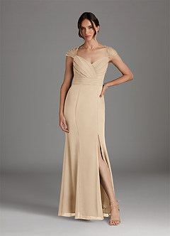 Azazie Blanchett Mother of the Bride Dresses Champagne Mermaid Sequins Chiffon Dress image2