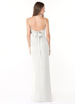 Azazie Mai Abiti da Damigella Abito Tubino in Chiffon Plissettato Bianco image2