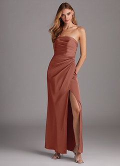 Azazie Lexie Final Sale Auburn Sheath Strapless Stretch Satin Convertible Dress image1