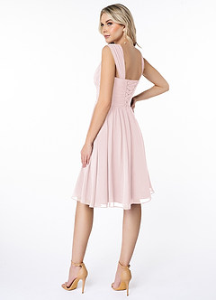 Azazie Angie Bridesmaid Dresses Blushing Pink A-Line Corset Chiffon Dress image5