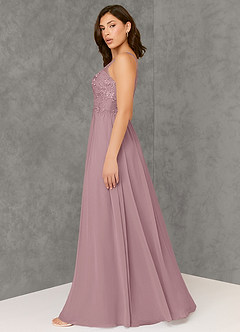 Azazie Amy Bridesmaid Dresses A-Line Lace Chiffon Floor-Length Dress image3