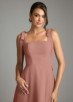 Azazie Debra Vestidos de damas de honor Vestido de Rosa De Cedro de Gasa de Corte en A Convertible con Con bolsillos image2