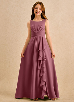 Azazie Chibi Girls Formal Flower Girl Dresses Desert Rose A-Line Pleated Chiffon Dress image3