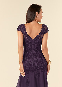 Azazie Romy Mother of the Bride Dresses Plum Mermaid V-Neck Sequins Tulle Dress image6