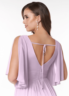 Azazie Temeka Bridesmaid Dresses Frosted Lilac A-Line Ruched Chiffon Dress image5
