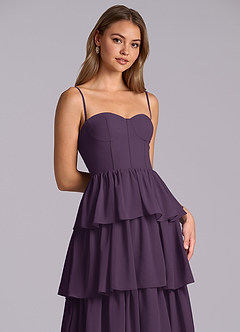 Azazie Faye Bridesmaid Dresses Plum A-Line Sweetheart Neckline Chiffon Dress image2