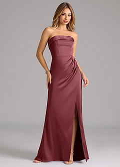 Azazie Aretha Bridesmaid Dresses Desert Rose A-Line Strapless Stretch Satin Convertible Dress image4