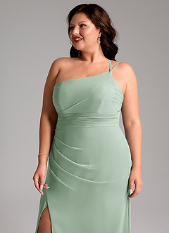 Azazie Eren Bridesmaid Dresses Agave Sheath One Shoulder Chiffon Dress image13