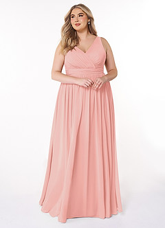 Azazie Kora Bridesmaid Dresses Rosette A-Line Pleated Chiffon Dress image10