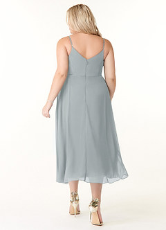 Azazie Clarissa Bridesmaid Dresses Dolphin Grey A-Line V-Neck Chiffon Dress image8