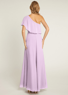 Azazie Lizzy Final Sale Frosted Lilac A-Line One Shoulder Chiffon Dress image2