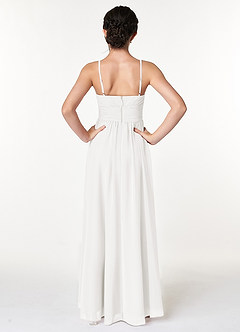 Azazie Catalina Junior White A-Line Ruched Chiffon Dress image2