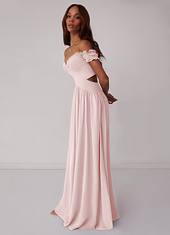 Barbie ♥ Azazie Jurken voor bruidsmeisjes Converteerbaar Jurk van Chiffon met A-Lijn Off the Shoulder Blozend Roze image4