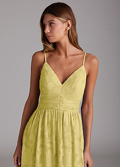 Azazie Nathalia Robes de demoiselle d'honneur Robe Trapèze en Blumen-Burnout Arc Canari image5