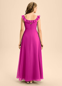Azazie Callie Junior Abito A-Line in Chiffon Increspato Fucsia image2