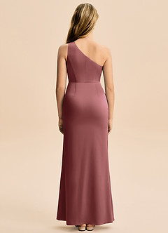 Azazie Akilah Junior Osłona Pofałdowany Satyna elastyczna Długość podłogi Młodsza druhna Sukienka image6