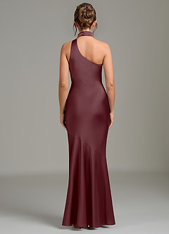 Azazie Jalissa Jurken voor bruidsmeisjes Jurk van Stretch Satijn met Zeemeermin One-shoulder Sangria image6