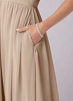 Barbie ♥ Azazie Bridesmaid Dresses Taupe A-Line Corset Chiffon Dress image8