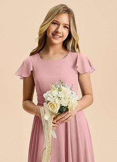 Azazie Cady Junior Dusty Rose A-Line Pleated Chiffon Dress image8
