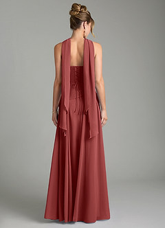 Azazie Gabriela Bridesmaid Dresses Terracotta A-Line Corset Chiffon Dress image2