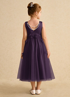 Azazie Lux Flower Girl Dresses Plum A-Line Beaded Tulle Dress image2