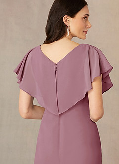 Azazie Julia Mother of the Bride Dresses Vintage Mauve Sheath V-Neck Pleated Chiffon Dress image5