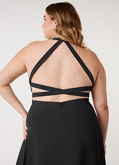 Azazie Clarice Bridesmaid Dresses Black A-Line Halter Chiffon Dress image10