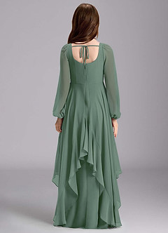 Azazie Clara Junior Abito A-Line in Chiffon Blusa Eucalipto image2