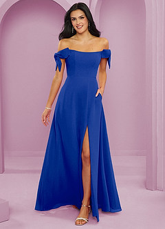 Barbie ♥ Azazie Jurken voor bruidsmeisjes Converteerbaar Jurk van Chiffon met A-Lijn Off the Shoulder Koningsblauw image1