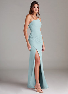 Azazie Eren Bridesmaid Dresses Mist Sheath One Shoulder Chiffon Dress image4
