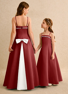 Azazie Izel Girls Formal Flower Girl Klänningar Klä A-Line i Matt satäng Plisserad image1