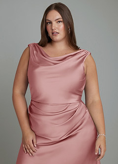 Azazie Kieryn Bridesmaid Dresses Dusty Rose Mermaid Pleated Stretch Satin Dress image11