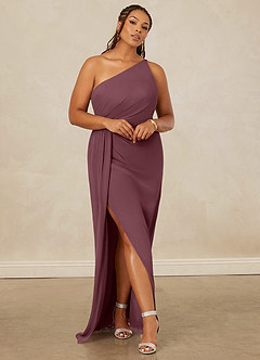 Christian Siriano Bridal for Azazie 1003 Bridesmaid Dresses Sangria Sheath One Shoulder Chiffon Dress image8
