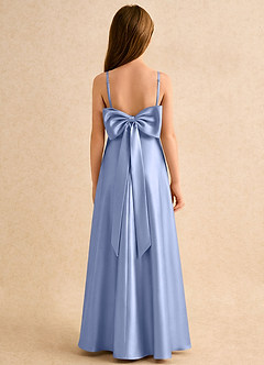 Azazie Joella Girls Formal Abiti da Ragazza di Fiori Abito A-Line in Raso Elasticizzato Plissettato Ghiaccio image1