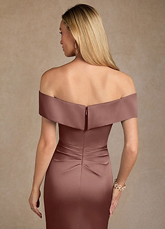 Azazie Laredo Mère de la mariée Robes Robe Sirène en Satin extensible Épaule décolletée Expresso image7